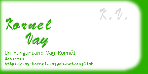 kornel vay business card